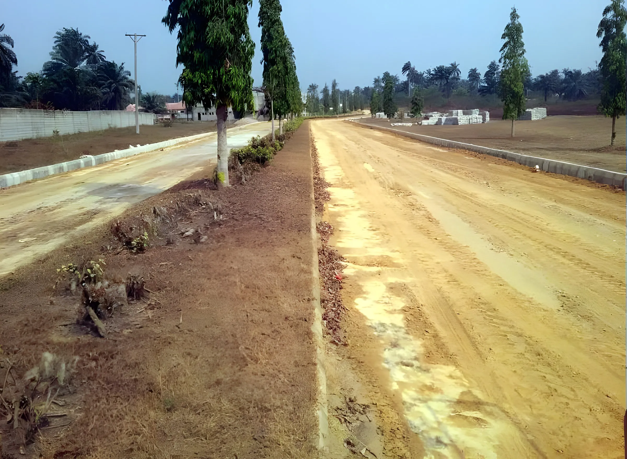 Site progress · Twin carriageway with planted median